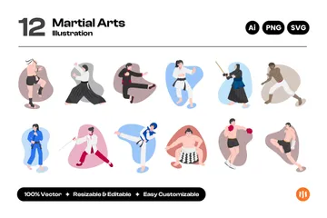 Artes marciais Pacote de Ilustrações