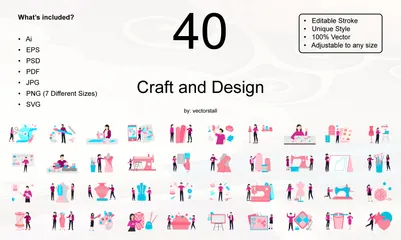 Artisanat et design Pack d'Illustrations