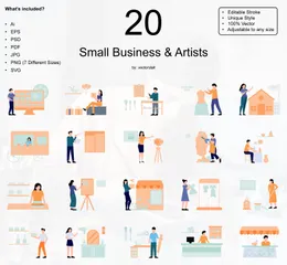 Pequenas empresas e artistas Pacote de Ilustrações