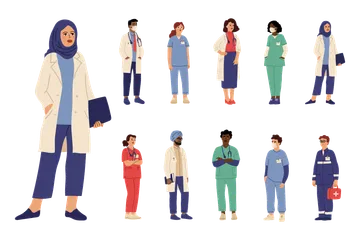 Arzt Krankenschwester Charakter Illustrationspack