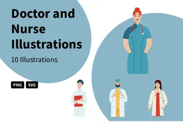 Arzt und Krankenschwester Illustrationspack