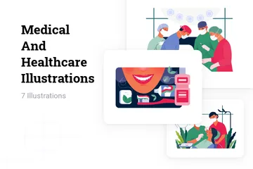 Médico y sanitario Paquete de Ilustraciones