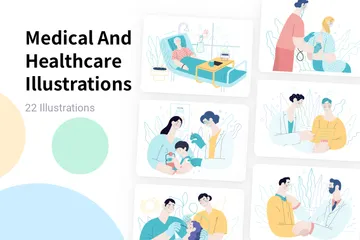 Médico y sanitario Paquete de Ilustraciones