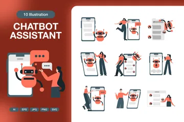 Asistente de chatbot Paquete de Ilustraciones