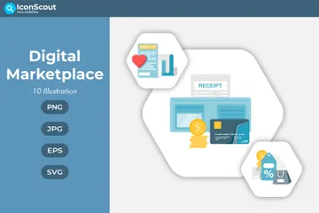 Fundamentos del mercado digital Paquete de Ilustraciones