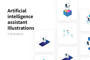 Assistante Intelligence Artificielle Pack d'Illustrations