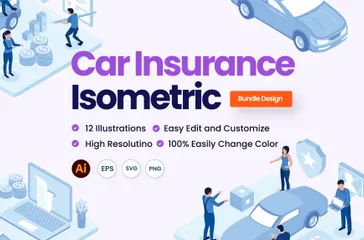 Isométrique d'assurance automobile Pack d'Illustrations