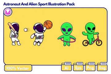 Astronaut And Alien Sports Activities Illustration Pack