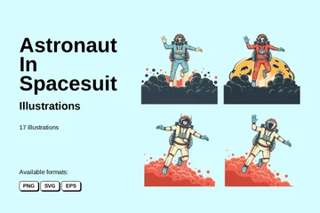 Astronaut In Spacesuit Illustration Pack