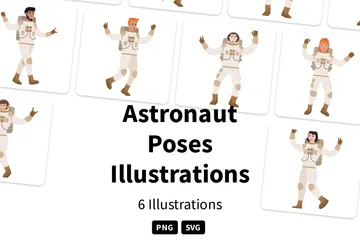 Astronaut Poses Illustration Pack