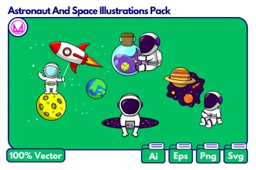 Astronaut und Weltraum Illustrationspack