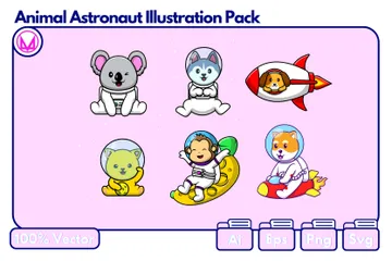 Astronauta animal Pacote de Ilustrações