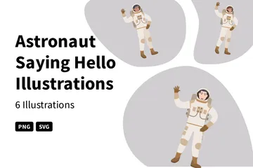 Astronauta dizendo Olá Pacote de Ilustrações