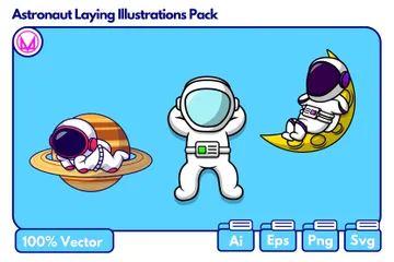 Astronaute allongé Pack d'Illustrations