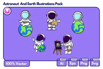 Astronaute et terre Pack d'Illustrations