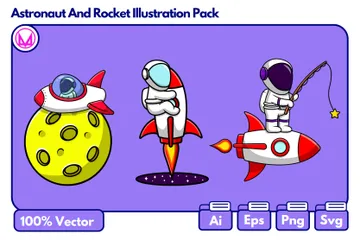 Astronaute et terre Pack d'Illustrations