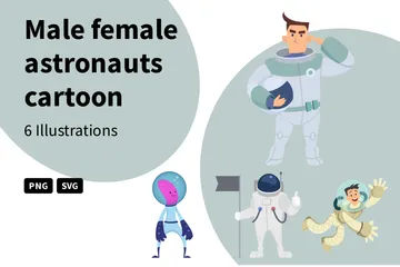 Astronauten Charakter Illustrationspack