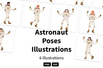 Astronautenposen Illustrationspack