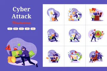 Ataque cibernético Pacote de Ilustrações