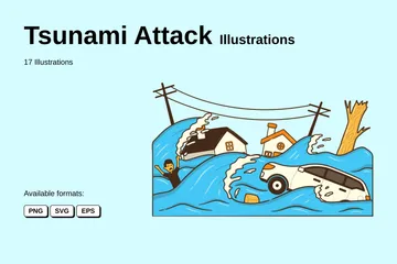 Ataque de tsunami Paquete de Ilustraciones