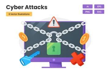 Ataques cibernéticos Pacote de Ilustrações
