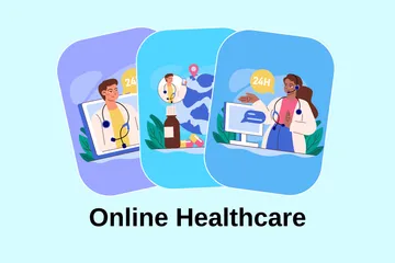 Atención médica en línea Paquete de Ilustraciones