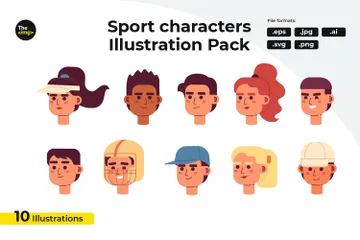 Athlète masculin et féminin Pack d'Illustrations