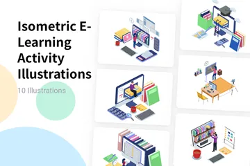 Atividade isométrica de e-learning Pacote de Ilustrações