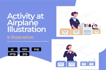 Atividade no avião Pacote de Ilustrações