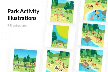 Atividade no parque Illustration Pack