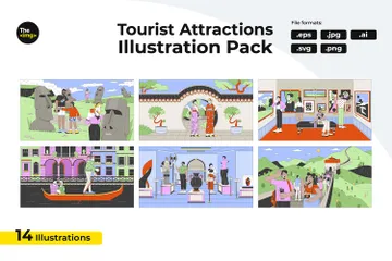 Atracciones turísticas Paquete de Ilustraciones