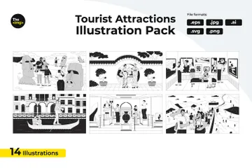 Atracciones turísticas Paquete de Ilustraciones