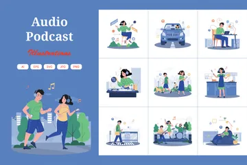 Audio Podcast Illustration Pack
