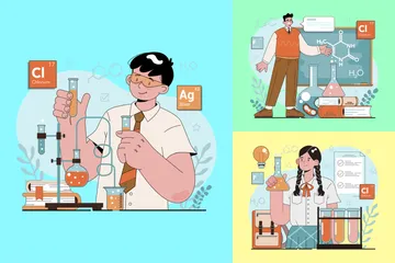 Aula de química Pacote de Ilustrações