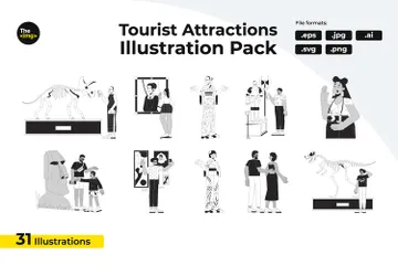 Ausstellungen Touristen Illustration Pack