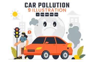 Auto Luftverschmutzung Illustrationspack