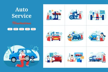 Auto servicio Paquete de Ilustraciones