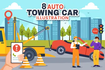 Auto Towing Car Illustration Pack
