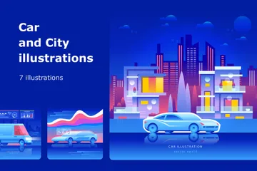 Auto und Stadt Illustrationspack