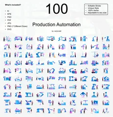 Automação de Produção Pacote de Ilustrações