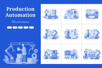 Automatización de la producción Paquete de Ilustraciones