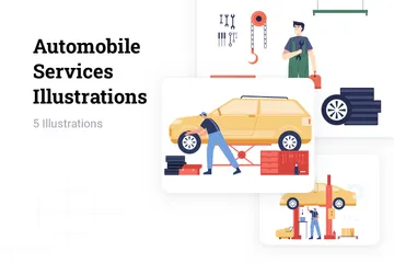 Automobil-Dienstleistungen Illustrationspack