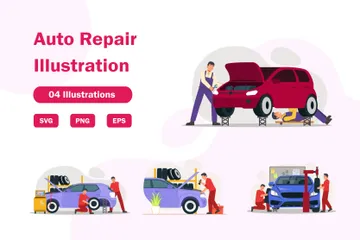 Autoreparatur Illustrationspack