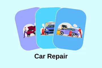 Autoreparatur Illustrationspack