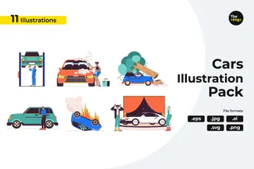 Autos für Menschen Illustrationspack