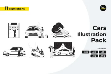 Autos für Menschen Illustrationspack