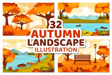 秋の風景 イラストパック