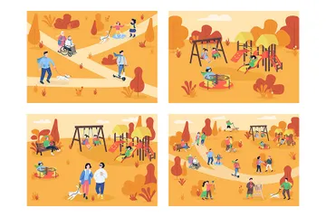 Autumn Recreation Area Illustration Pack