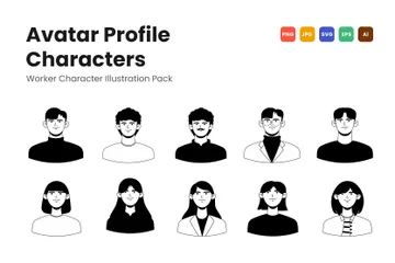 Personaje de perfil de avatar Paquete de Ilustraciones