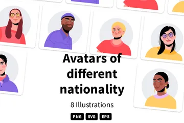 Avatares de diferente nacionalidad Paquete de Ilustraciones